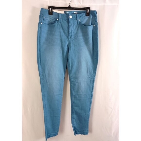 Seven7 Mid Rise Ankle Skinny Jeans Release Hem Peacock Blue NWT Size 12 Stretch - Picture 1 of 10